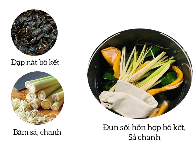 Đun sôi hỗn hợp chanh sả bồ kết